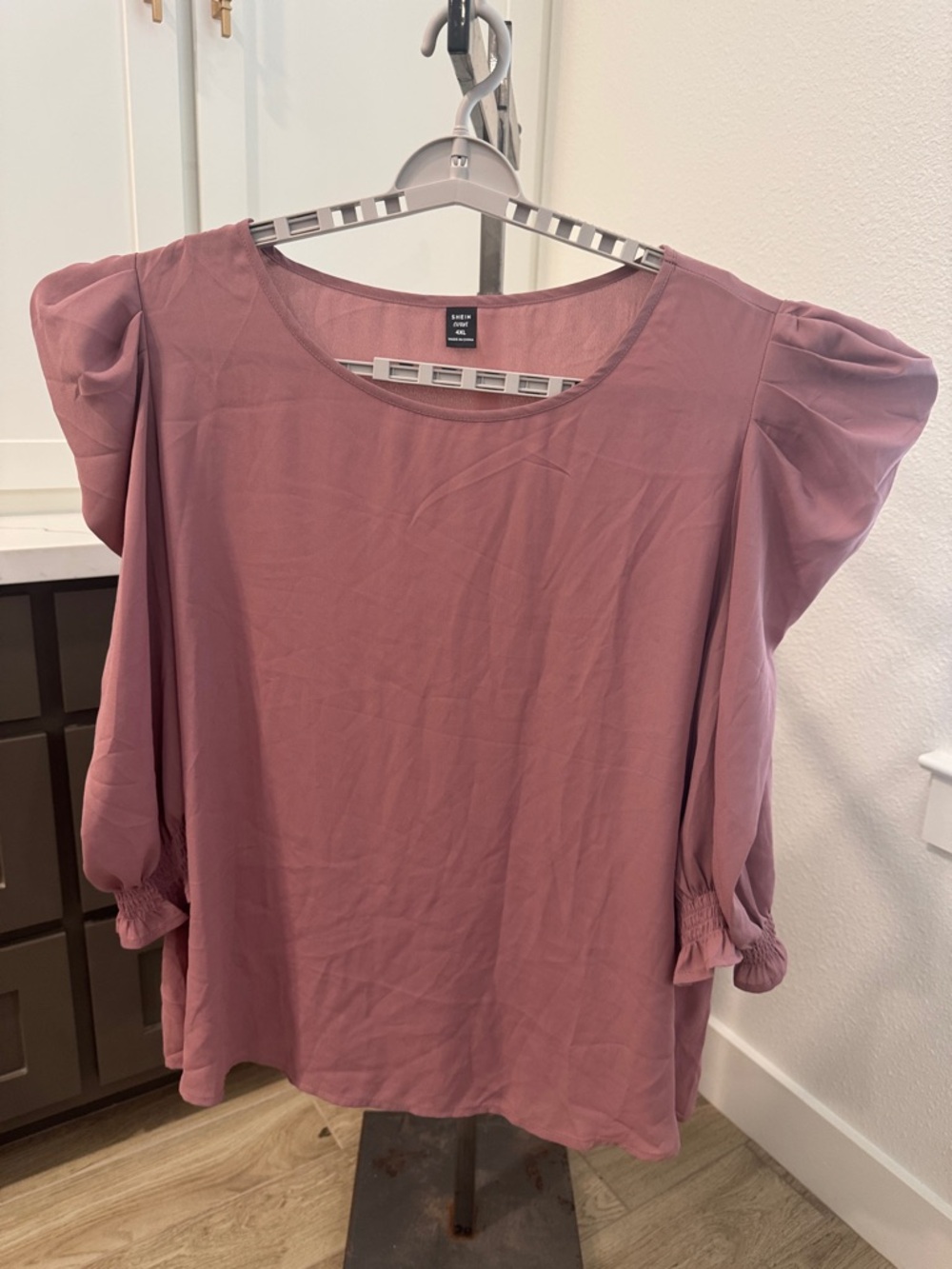 SHEIN Dusty Rose Puff Long Sleeve Blouse - NWOT Size 4XL
